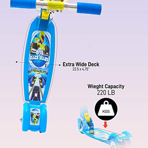 Image of GoodLuck Baybee Skate Scooter for Kids 3 Wheel Lean to Steer 3 Adjustable Height with Suspension for Kids Boys & Girls- Blue