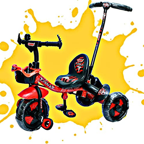Image of Cosmo Baby Tricycle Kids / Baby Tricycle with Parental Control, Cushion Seat for 12 Months to 84 Months Boys / Girls / Kid Carrying Capacity Upto 30kg- RED
