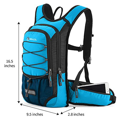 Image of Miracol Hydration Backpack with 2L Water Bladder, Thermal Insulation Pack Keeps Liquid Cool up to 4 Hours, Prefect Outdoor Gear for Skiing, Running, Hiking, Cycling (Blue)