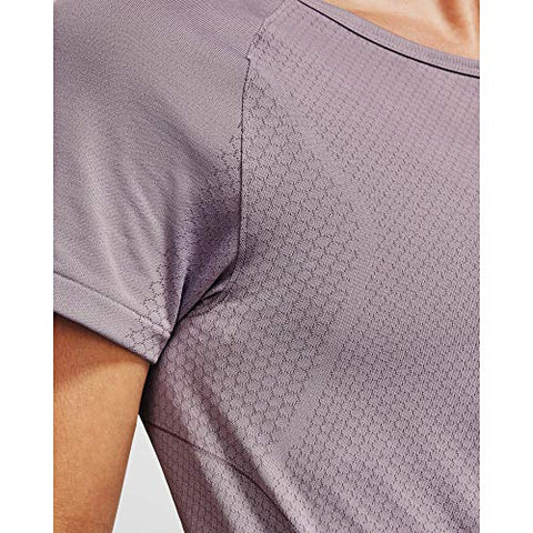 Image of Under Armour Women's Rush Seamless Short Sleeve T-Shirt , Slate Purple (585)/Black , Large