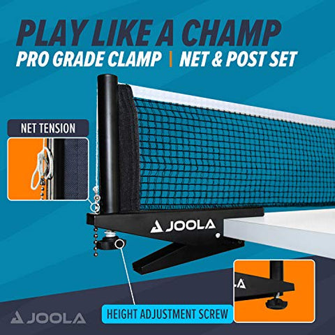 Image of JOOLA Premium Inside Table Tennis Net and Post Set - Portable and Easy Setup 72" Regulation Size Ping Pong Spring Clamp Net