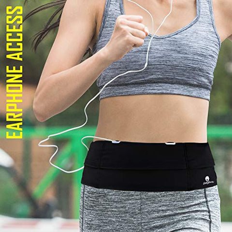 Image of Universal Running Belt for all Phone (iPhone 12/11/8/7/6/X/SE/XR/XS/Max/Plus/Pro, Samsung Galaxy S20/S10/S9/S8/Plus). Sports Waist Pack for Runners, Fitness, Exercise and Gym Workouts (Black)