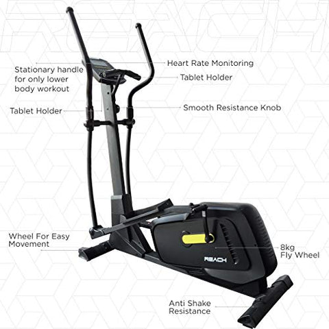 Image of REACH C-500 Elliptical Cross Trainer Machine for Cardio Fitness Strength Conditioning Workout at Home or Gym Exercise | 8 Kg Flywheel