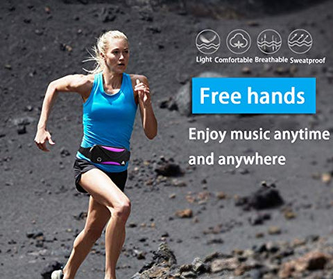 Image of Y&R Direct Running Belt, Bounce Free Pouch Bag, Fanny Pack Workout Belt Sports Waist Pack Belt Pouch for Apple iPhone XR XS 8 X 7+ Samsung Note Galaxy in Running Walking Cycling Gym-05BK (Purple-01)