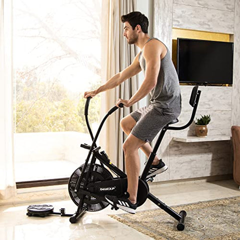 Image of beatXP Vortex Plus 4M Air Bike Exercise Cycle for Home (Gym Cycle for Workout With Adjustable Cushioned Seat | Moving Handles | Back Support & Tummy Twister With 6 Months Warranty (Black)