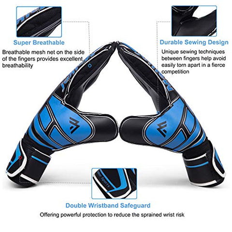 Image of Malker Soccer Goalie Gloves Goalkeeper Gloves with Fingersave and Double Wrist Protection, Strong Grip Goalkeeper Gloves for Youth&Adult Size 7
