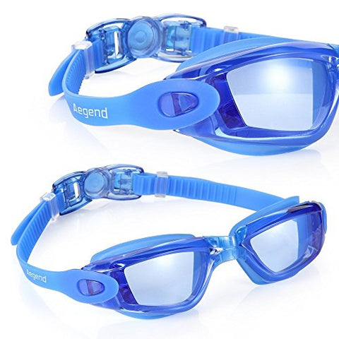 Image of Aegend Anti-Fog UV Protection Triathlon Clear Swimming Goggles with Case (Blue)