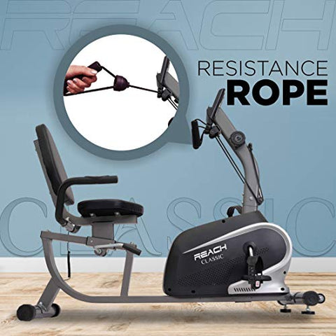 Image of Reach Classic Recumbent Bike Exercise Cycle | Exercise Bike with Back Support Seat and Resistance Rope for Home Gym (Classic)