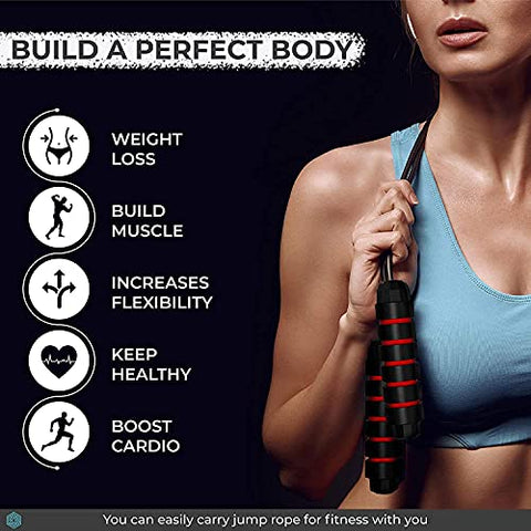 Image of VENIZIO Skipping Rope for Men, Women & Children - Jump Rope for Exercise Workout & Weight Loss - Tangle Free Jumping Rope for Kids