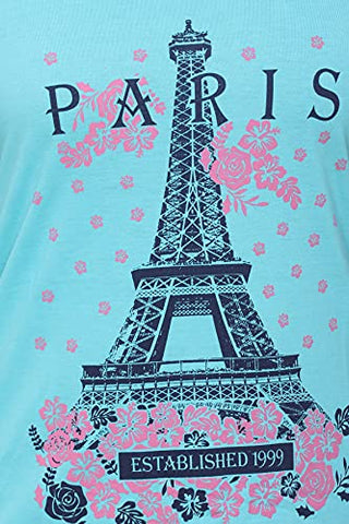 Image of CUPID Regular Fit Cotton Round Neck Half Sleeve T-Shirt, Plus Sizes Nightwear, Sleepwear, Daily Use Gym n Lounge Wear Long Tops for Women - 5XL, Turquoise