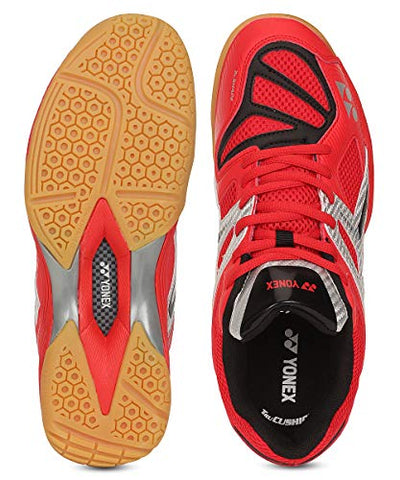 Image of YONEX AE 10 Non Marking Badminton Shoes, UK 7.5 (Bright Red/Silver)