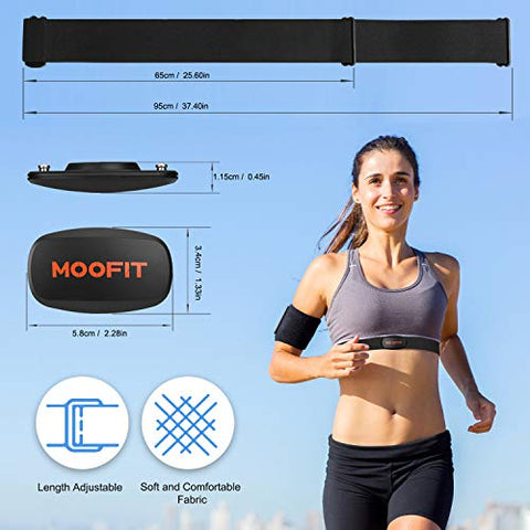Image of moofit ANT+ Heart Rate Monitor with Chest Strap Bluetooth HR Sensor IPX7 Waterproof Compatible with Zwift, Rouvy, TRX, EliteHRV, Peloton, Strava for iOS, Android (MooFit app Unavailable)