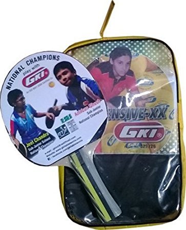 GKI Offensive XX Table Tennis Combo Set (GKI Offensive XX Table Tennis Racquet + GKI Premium 3 Star 40 Table Tennis Ball, Box of 3 - White)