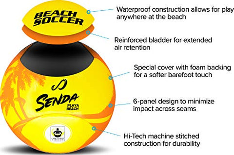 Image of SENDA Playa Beach Soccer Ball, Fair Trade Certified, Orange/Yellow, Size 4 (Ages 8-12)
