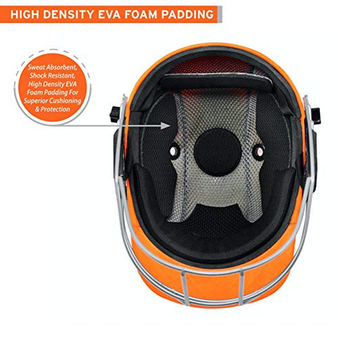 Image of DSC DEFENDER Cricket Helmet for Men & Boys (Adjustable Steel Grill | Back Support Strap | Light Weight | size:Extra Small (Orange)