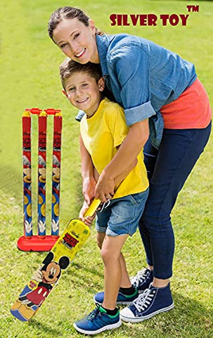 Image of Bless Amazing Kids Cricket Kit Set with Bat Balls Wickets Bells - Indoor, Beach, Outdoor, Garden Play Set for 2-6 Yrs Kids (Plastic, Yellow)