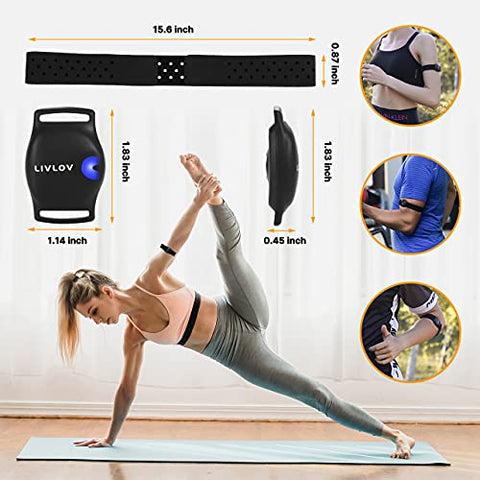 Image of LIVLOV V9 Bluetooth ANT+ Heart Rate Monitor Armband, Rechargeable HRM Sensor IP67 Waterproof Optical Armband Heart Rate Monitor for Peloton, Zwift, Wahoo Fitness, Polar Beat, Endomondo