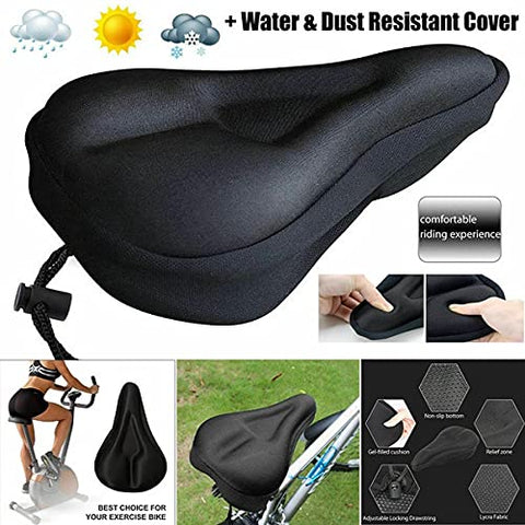 Image of fastped New Special Designing Canvas Heavy Bicycle Silicone Gel Saddle Seat & Cushion Pad Gel Cover (Black)
