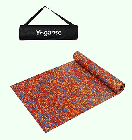Image of Yogarise Anti Skid and Durable Multicolour Yoga Mat for Home Gym and Outdoor Workout with Free Carrying Bag (Made in India)
