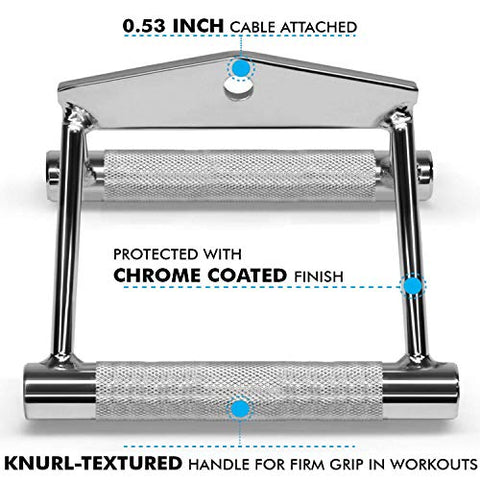 Image of ISF Gym Cable Attachment (Option): Cable Cross D Handle, Triceps Rope, Seated Row Grip, V Triceps Press Down Bar and Straight LAT Bar, Rowing Handle, Gym Equipment Spare Parts Accessories
