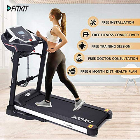 Image of Fitkit XR Series 3.25HP Peak DC-Motorized Treadmill with Free At Home Installation - Black