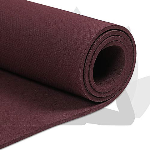 Image of VIFITKIT® Yoga Mat Anti Skid EVA Yoga mat with Carrying Strap for Gym Workout and Flooring Exercise Long Size Yoga Mate for Men Women… (Wine, 4mm)
