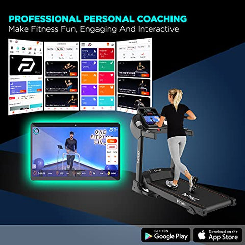 Image of Fitkit Series 1.5HP 2HP Peak DC-Motorised Treadmill FT98i, Max Speed - 10km/hr, Max Weight - 90 Kg with Home Installation and Diet and Fitness Plan (Black)