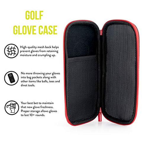 Image of Stripebird - Golf Performance Gloves Holder Case (Major Red) - Protect and Keep Golf Gloves Dry - Moisture Free Storage Design - Includes Golf Bag Clip for Golfers