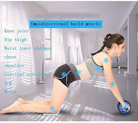 Image of WideWings Anti Skid Double Wheel Total Body AB Roller Exerciser for Abdominal Stomach Exercise Training with Knee Mat Steel Handle for Men and Women