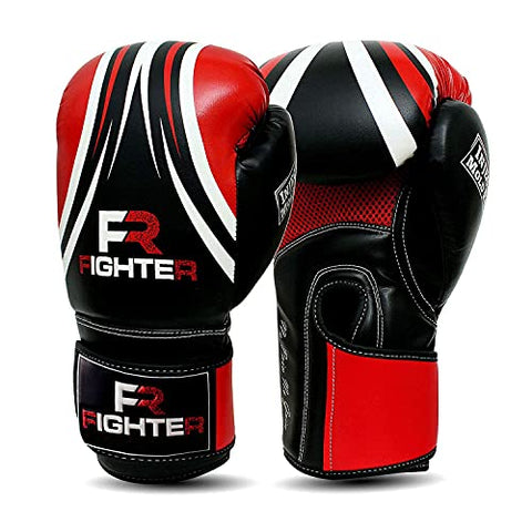 Image of Fighter Boxing Gloves Perfect for MMA Training, Punching Bag, Kickboxing, Muay Thai Boxing Gloves for Men, Women and Adult (Red/Black, 16 oz)