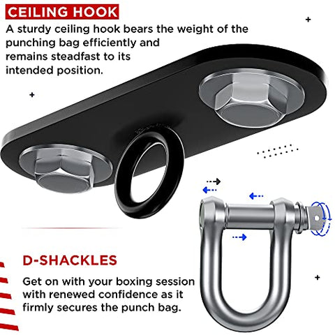 Image of RDX Punching Bag UNFILLED Set Muay Thai Training Gloves with Punch Mitts Hanging Chain, Great for MMA, Kick Boxing, Martial Arts, 4PC Available in 4FT 5FT