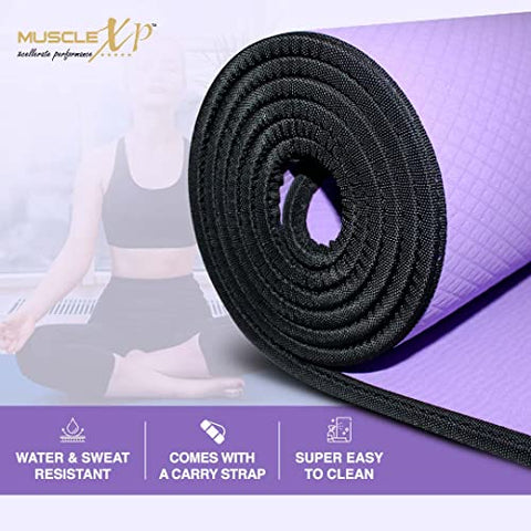 Image of MuscleXP EVA Yoga Mat with Carrying Strap for Gym Workout and Yoga Exercise with 6mm Thickness, Anti-Slip Yoga Mat for Men & Women Fitness (Purple)