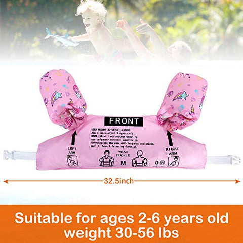 Image of Biange Toddler Swim Vest, Toddler Floatie for Kids 30-50 lbs, Baby Pool Float for Swimming Aid, Boys/Girls Learn to Swim (Pink Mermaid)