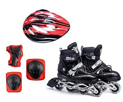 Image of Diswa Adjustable Aluminium Body in-Line Skates Combo Size M (34-39)