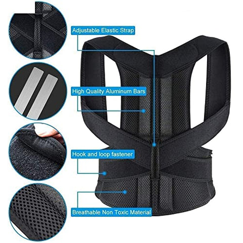 Image of QOZWEID Posture Corrector for Men Back Support Belt for Pain Relief for Women Adjustable Upper Back Straightener Shoulder and Chest Brace (L)