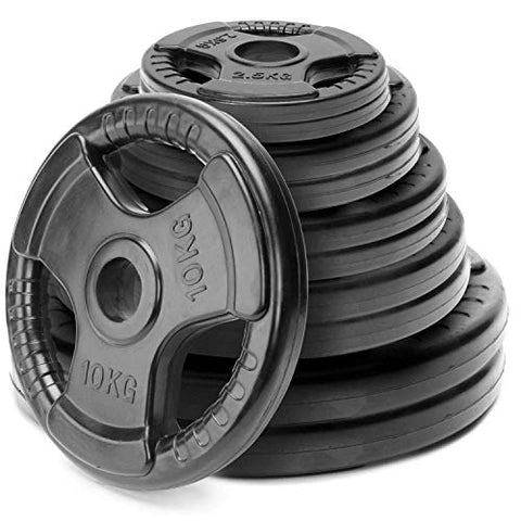 Image of LEEWAY Professional Regular Metal Integrated Olympic Rubber Weight Plates| Rubber Weight| Spare Gym Weight Plates for Strength Training| Olympic Weight (Olympic-51 mm Hole Dia, 5 kg Set (2.5kg x 2))