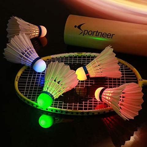 Image of Badminton Shuttlecocks,Sportneer LED Badminton Shuttlecocks 360° Lighting Birdies for Badminton Glow in The Dark Shuttlecocks for Indoor or Outdoor Sports Activities 8-Pack