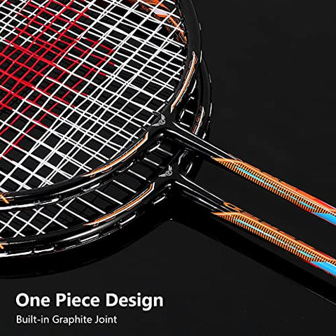 Image of Fostoy Badminton Racket Set, 4 Pack Badminton Racquets with 3 Shuttlecocks & Net, Badminton Shuttlecock Complete Sets for Professional & Beginner Players