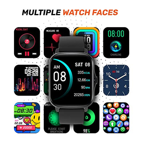 Image of Fire-Boltt Beast SpO2 1.69” Industry’s Largest Display Size Full Touch Smart Watch with Blood Oxygen Monitoring, Heart Rate Monitor, Multiple Watch Faces & Long Battery Life (Black)