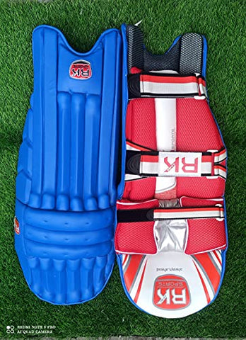 Image of RK KAIME SPORTS Men's Leather Batting Leg Guard/Pad (Blue)