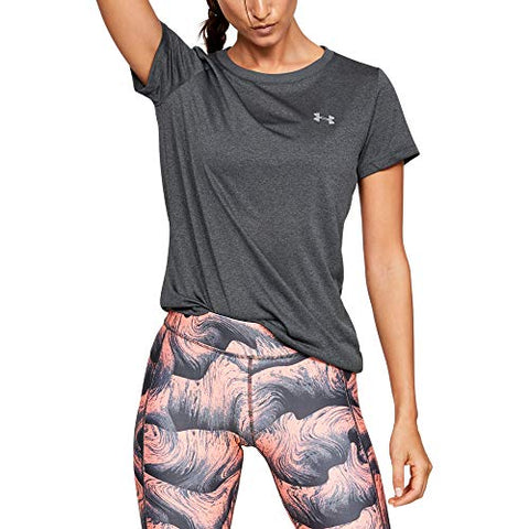 Image of Under Armour Women's Tech T-Shirt, Carbon Heather/Metallic Silver, Large