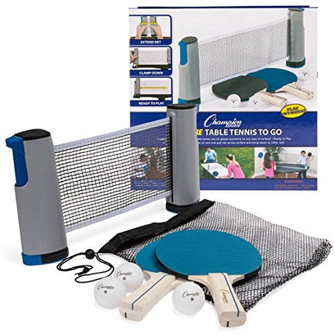 Image of Champion Sports Anywhere Table Tennis: Ping Pong Paddles, Balls, and Portable Net & Post Set to Go Version