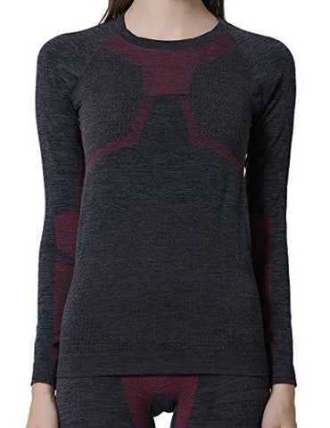 Image of YOOY Women's Ski Thermal Underwear Set Quick Dry Funktion Activewear Ladies Sports Long Sleeve Outdoors Shirts and Pants Rose XL