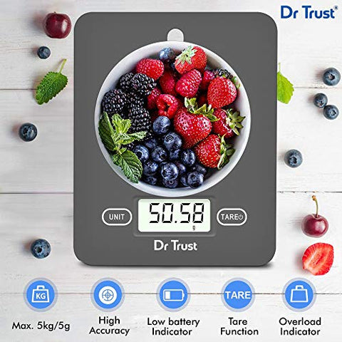 Image of Dr Trust (USA) Electronic Kitchen Digital Scale Weighing Machine - 517 (Gray)