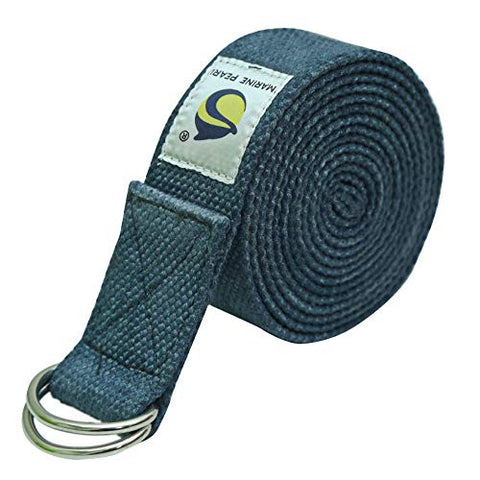 Image of Marine Pearl 8 ft Anti Skid Yoga Strap Belt for Stretching Exercise with D-Ring Buckle/Durable Heavy Duty Cotton/Anti Sweat/Increases Flexibility