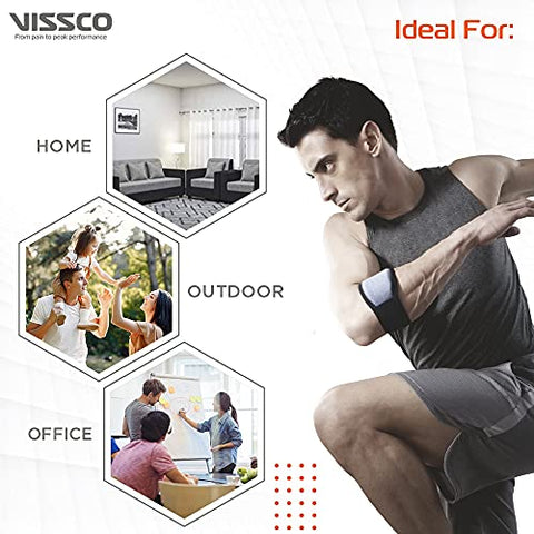 Image of Vissco Tennis Elbow Support, Pain Relief Belt, Provides an ideal compression to the strained muscles of the elbow for Men & Women-Put it for Tennis Elbow, Pain & Tenderness of Forearm -Universal(Grey)