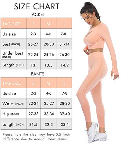 Image of Seamless Workout Sets for Women 2 Piece Long Sleeve Crop Tops and High Waisted Leggings for Women Tracksuit Set (8003L-Vibrant Orange)