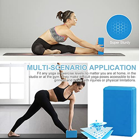 Image of Futurekart Yoga Blocks EVA Foam Block to Support and Deepen Poses, Improve Strength and Aid Balance and Flexibility 2 in 1 Set (Blue)