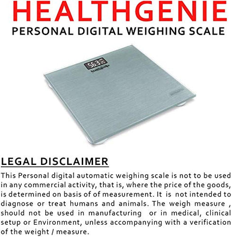 Image of Healthgenie Digital Weight Machine, Weighing Machine For Human Body Digital Weighing Scale, With USB Charging & 1 Year Warranty (Dark Grey).