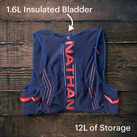 Image of Nathan Men’s Hydration Pack/Running Vest - VaporKrar 2.0-12L Capacity with 1.6 L Water Bladder, Hydration Backpack - Running, Marathon, Hiking, Outdoors, Cycling and More